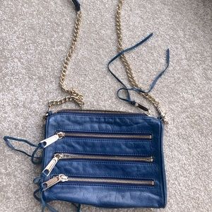 Rebecca Minkoff navy mini 5 Zip Rocker leather crossbody bag.